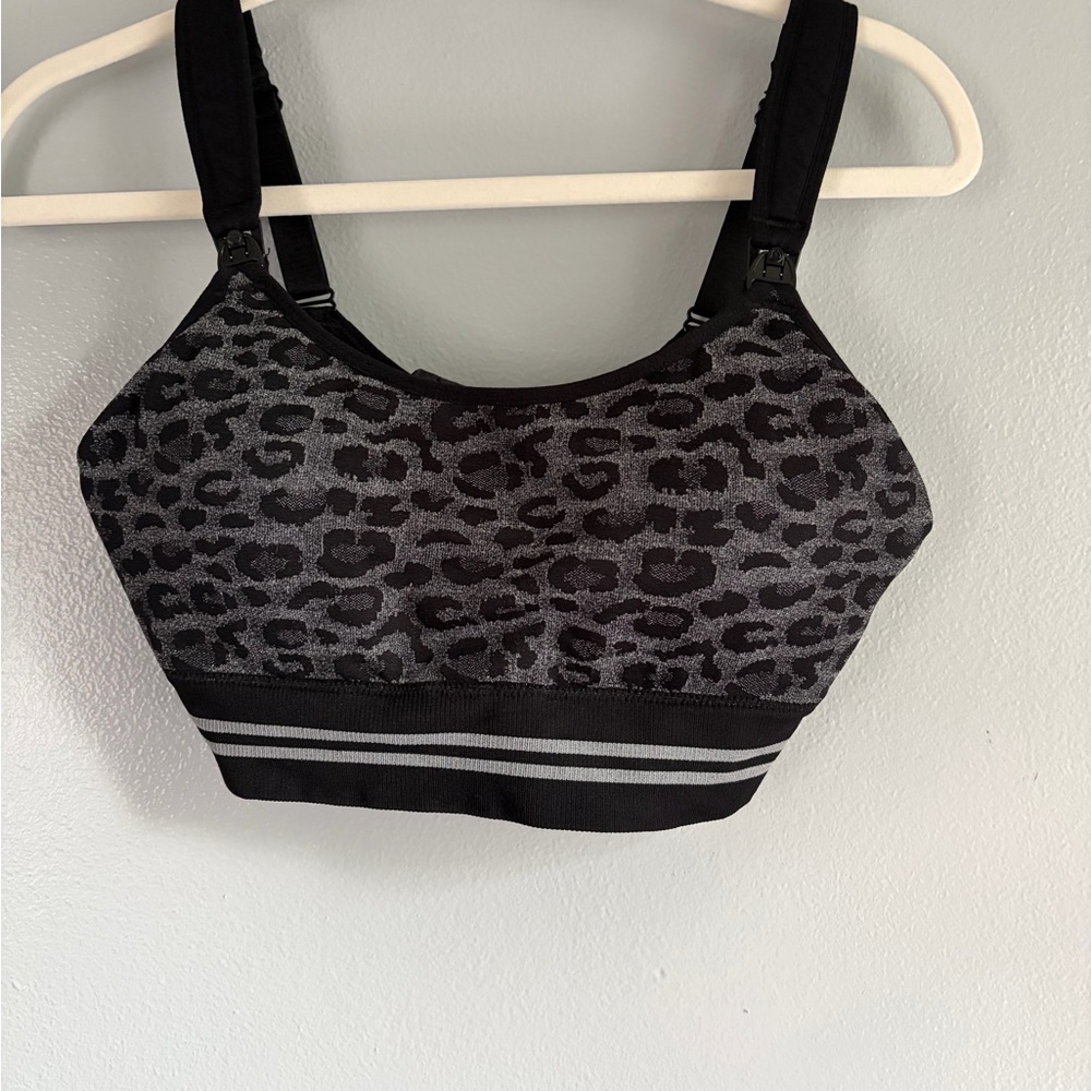 Leopard Print Black Sports Bra